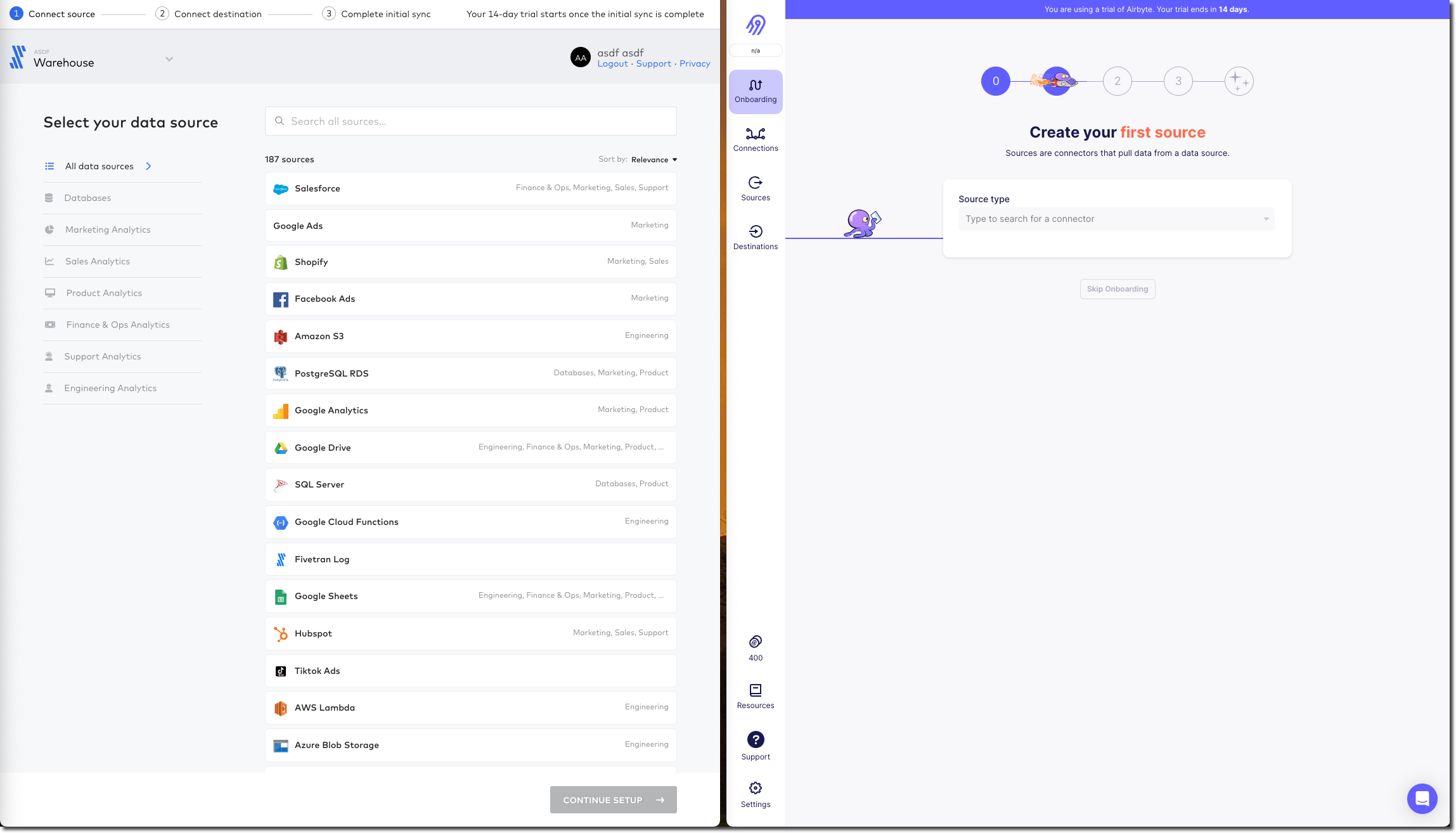 Fivetran and Airbyte - selecting a source